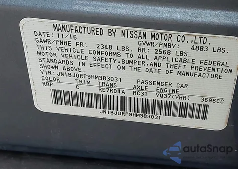 2017 Infiniti Qx50 from USA, damaged, VIN JN1BJ0RP9HM383031